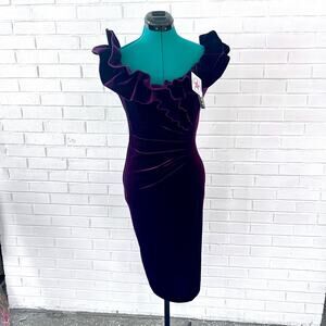 Vintage NWT 90s Xscape purple bodycon dress